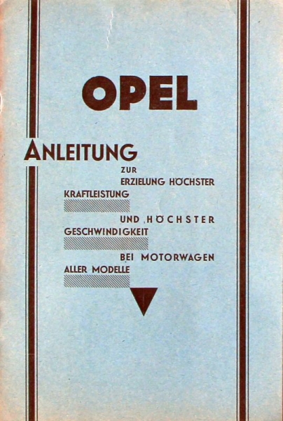 Opel Motorcar 1930 Owner Manual (4828)